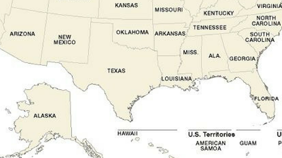 Map of the United States.